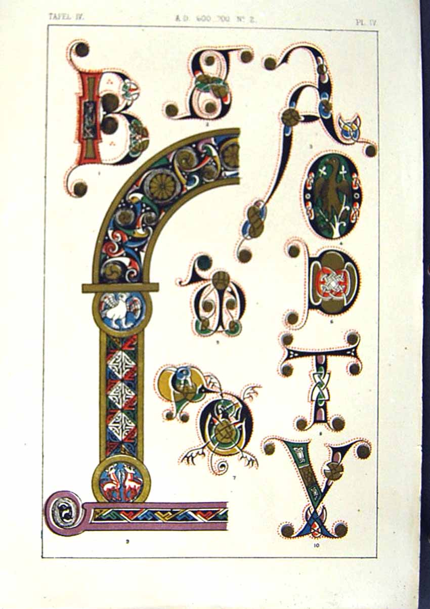 Antique Old Print Ref.805 1860 Art Illuminating Colour Patterns Shapes Design