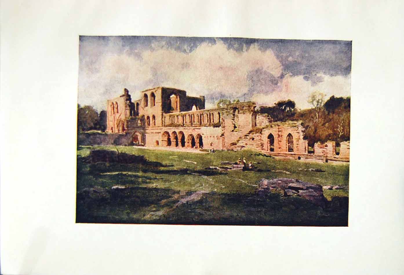 Antique Old Print *2532 1908 English Lakes Furness Abbey Nightshade Cooper