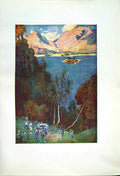 Antique Old Print *2539 1908 English Lakes Grasmere Trees Hills Cooper Colour