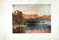 Original Old Antique Print *2549 1908 English Lakes Dawn Coniston Cooper Palmer