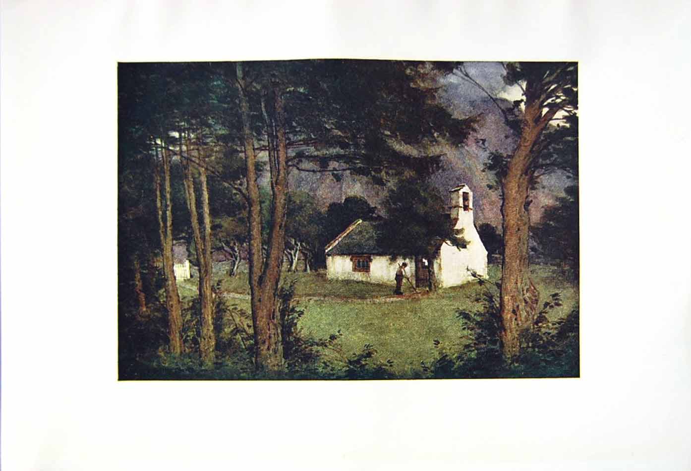 Antique Old Print *2563 1908 English Lakes Wastdalehead Church Cooper Colour