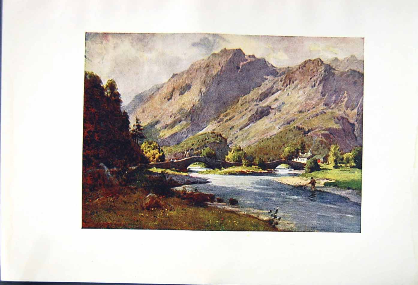 Original Old Antique Print *2576 1908 English Lakes Grange Borrowdale Cooper