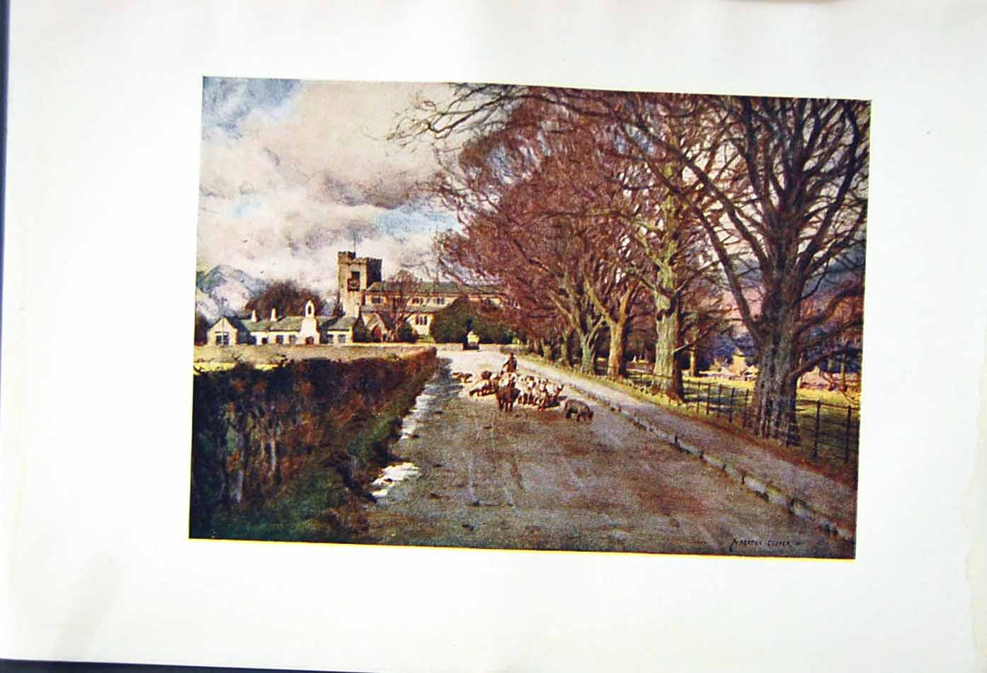 Antique Old Print *2577 1908 English Lakes Crosthwaite Church Keswick Cooper