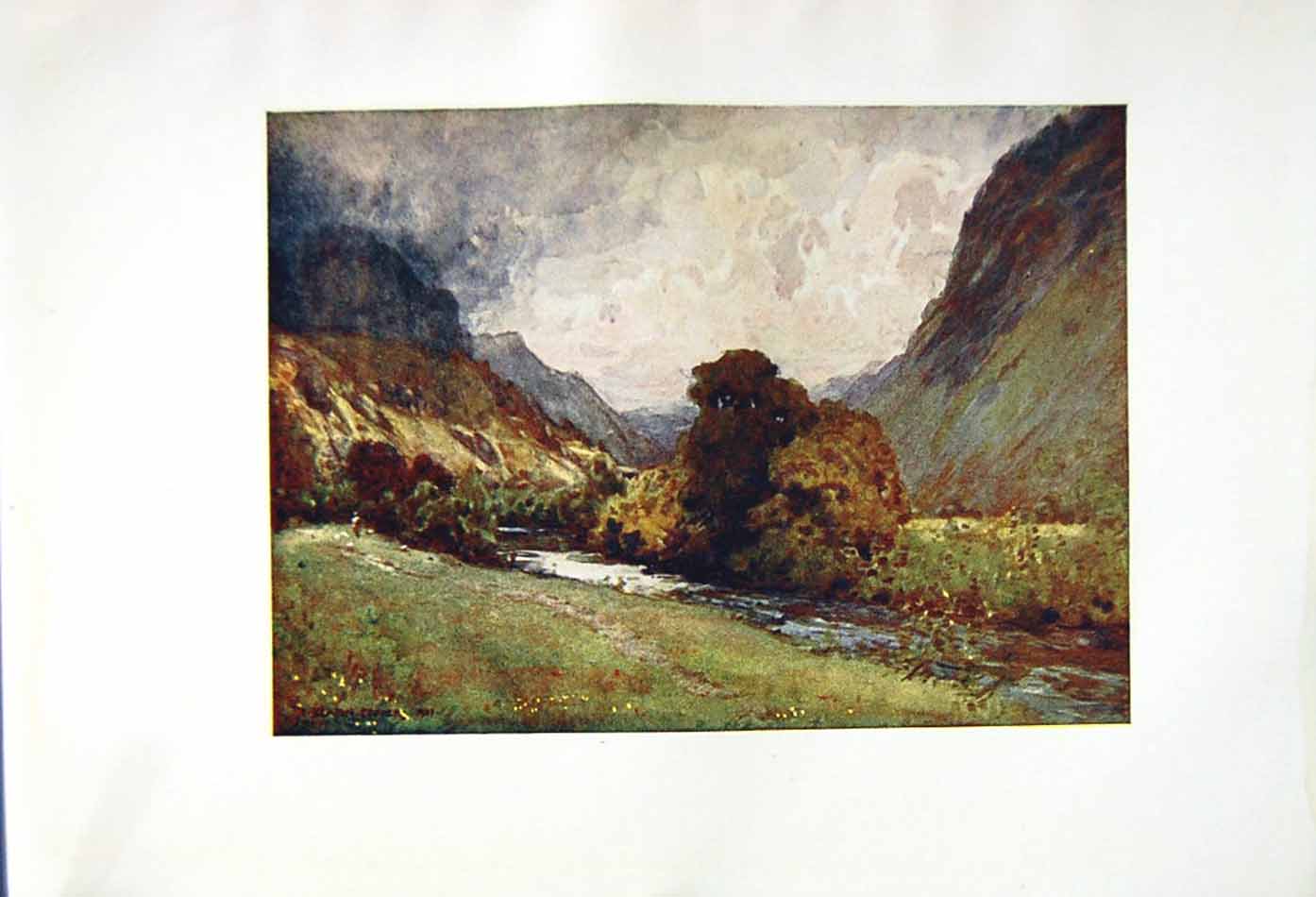 Old Antique Print *2580 1908 English Lakes Vale St. John Keswick Cooper