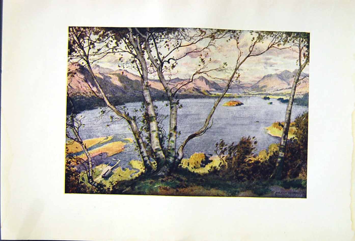 Antique Old Print *2581 1908 English Lakes Derwentwater Bassenthwaite Cooper