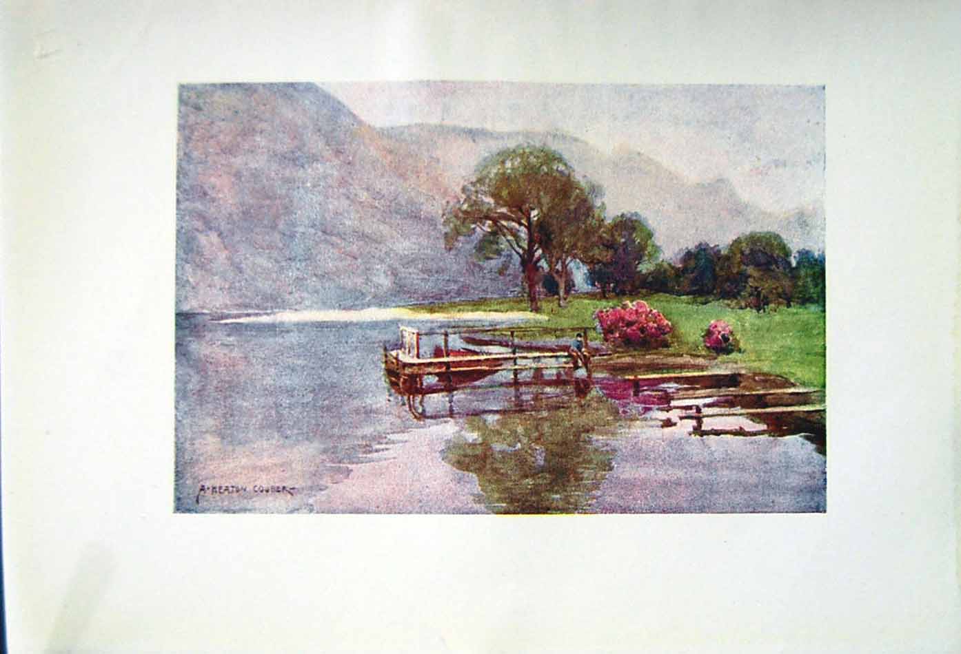 Antique Print *2588 1908 English Lakes Hazy Twilight Head Ullswater Cooper