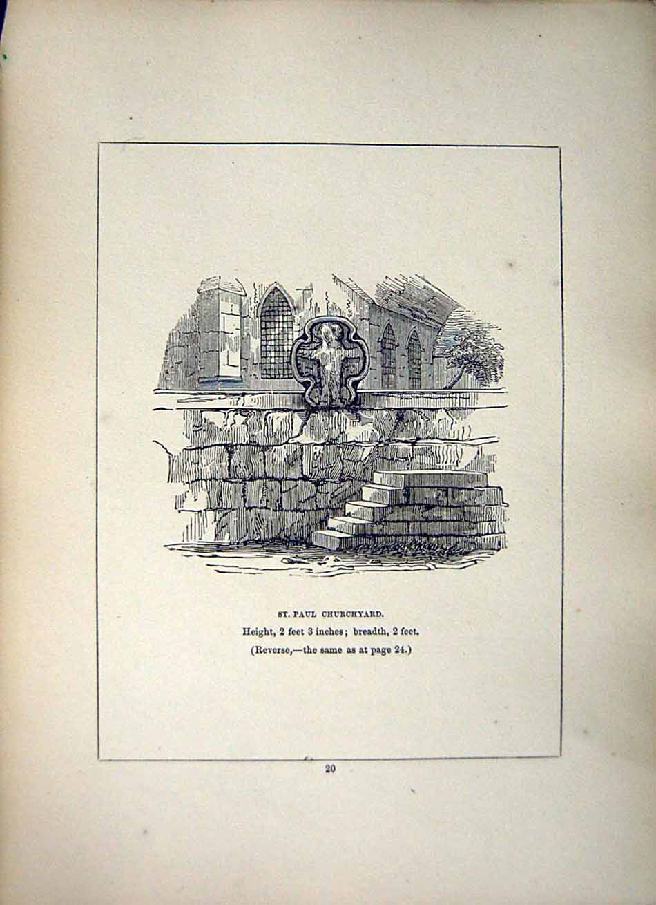 Original Old Antique Print *2643 1856 Cross St. Paul Churchyard Cornwall Blight
