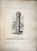 Original Old Antique Print *2645 1856 Sancreed Churchyard Cross Cornwall Blight