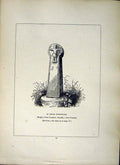 Old Antique Print *2653 1856 St. Levan Churchyard Cross Cornwall Blight