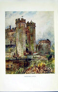 Old Vintage Print *2701 C1922 Warwickshire Manxsroke Castle Horses Colour