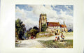 Antique Print *2706 C1922 Warwickshire View Ufton Church People Horse Cart