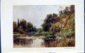 Original Old Vintage Print C1934 Colour View Flanchford Mill River Ducks 20th