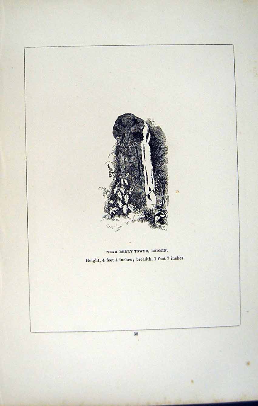 Antique Print *2751 C1858 Cross Berry Tower Bodmin Cornwall England Blight