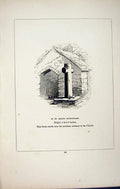 Old Antique Print *2764 C1858 Cross St. Keyne Churchyard Cornwall England