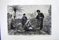 Old Antique Print *2826 C1890 Palestine Scene Evening Housetop Family Rug