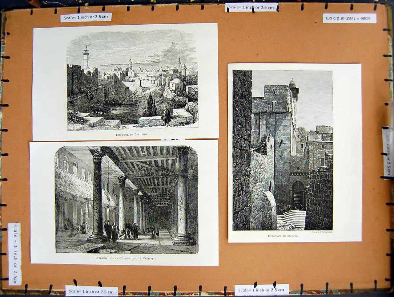 Antique Old Print *2838 C1890 Palestine Pool Bethesda Mosque Church Nativity