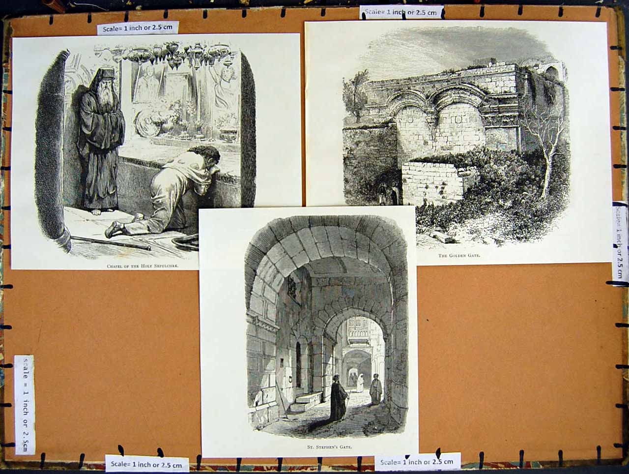 Antique Old Print *2840 C1890 Palestine Chapel Sepulchre Stephen'S Gen Gate