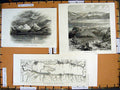 Old Antique Print *2845 C1890 Palestine Dead Sea Masada Soundings Fathoms