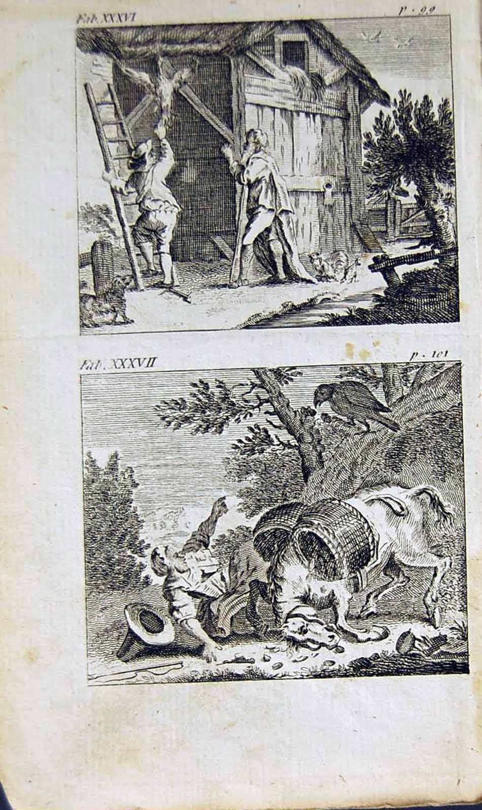 Old Antique Print *2876 1805 Mary Ann Adams Fables Pythagorus Countryman