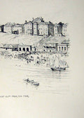 Old Vintage Print *2915 C1920 Bournemouth West Cliff Pier Woollard Sketch