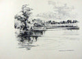 Old Vintage Print *2923 C1920 Bournemouth Stour Wimborne Woollard Sketch
