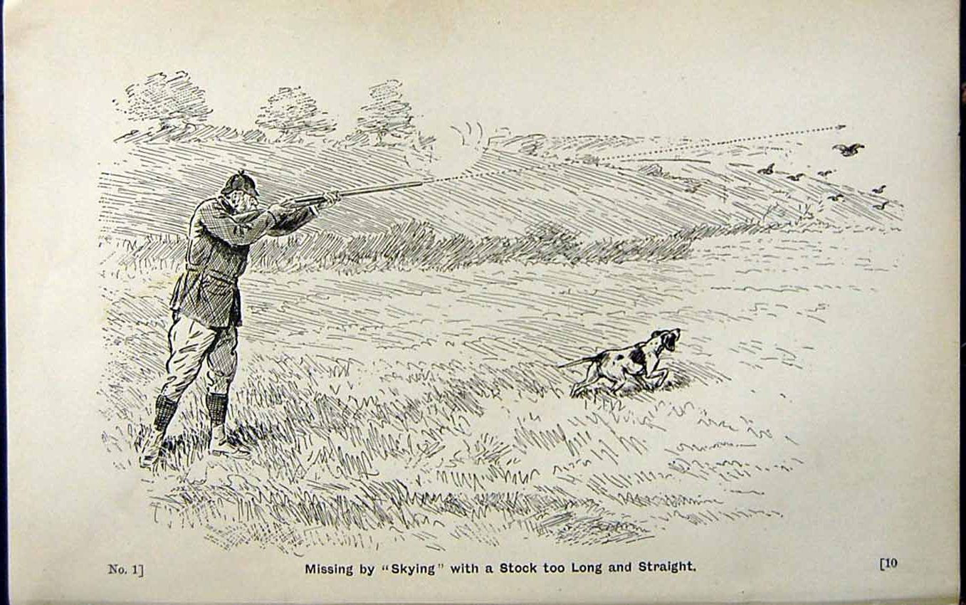 Antique Old Print *2941 1889 Art Shooting Charles Lancaster Hunting Sport Gun