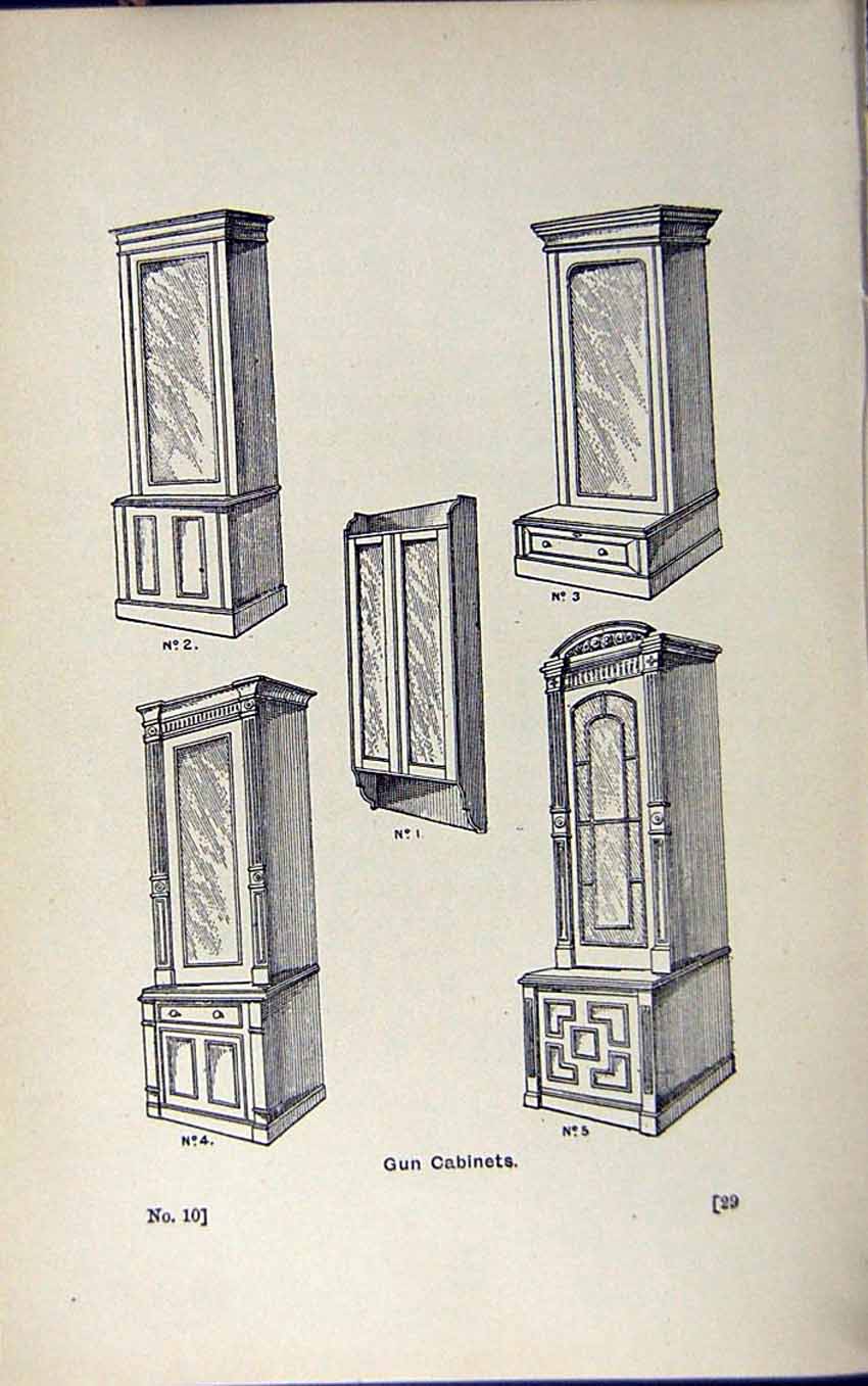 Old Antique Print *2944 1889 Art Shooting Charles Lancaster Gun Cabinets