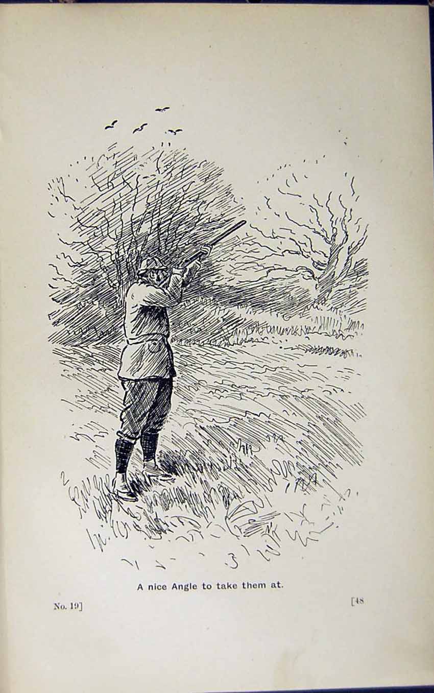 Old Print Ref.819 1889 Art Shooting Charles Lancaster Hunting Sport Birds