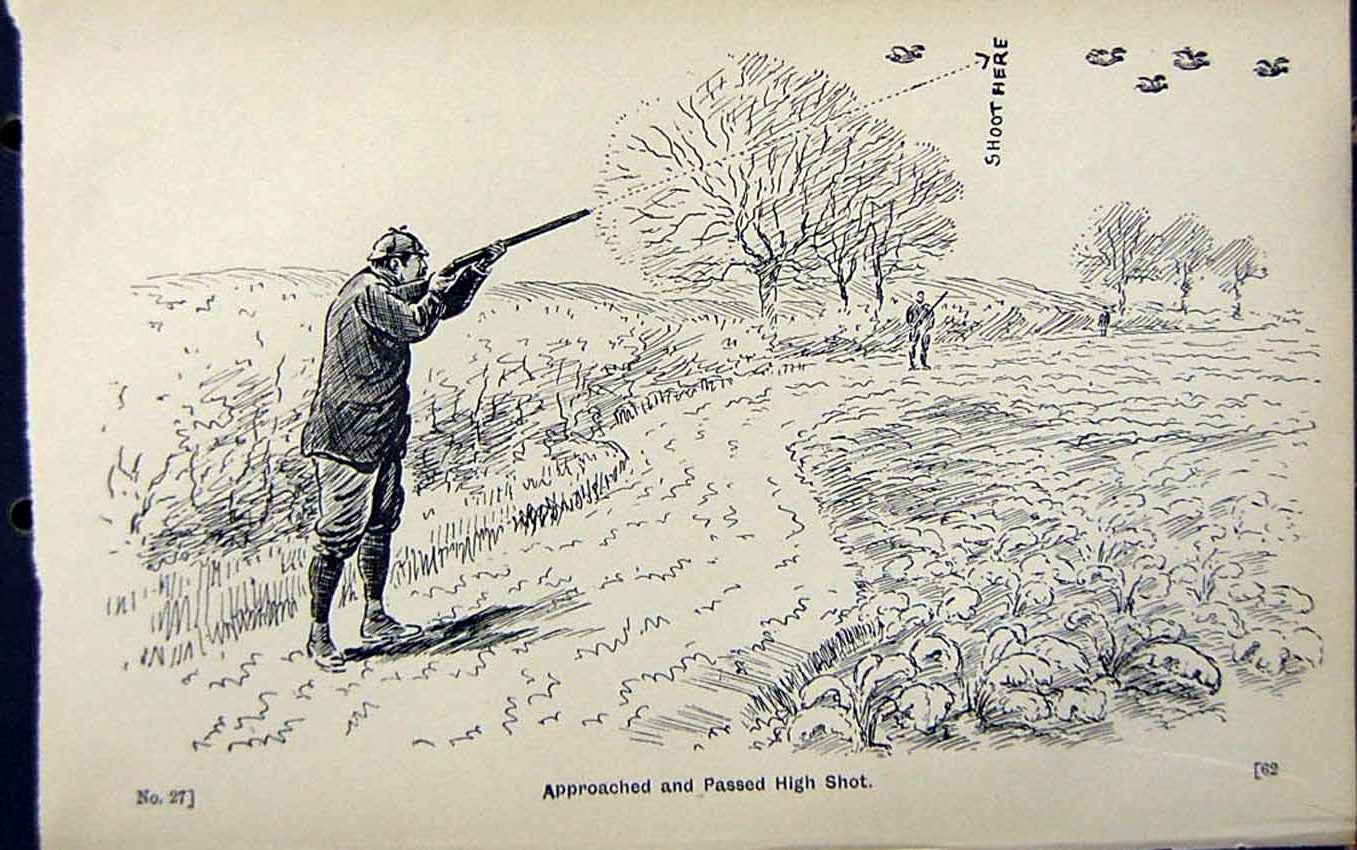 Old Print Ref.827 1889 Art Shooting Charles Lancaster Hunting Sport Birds