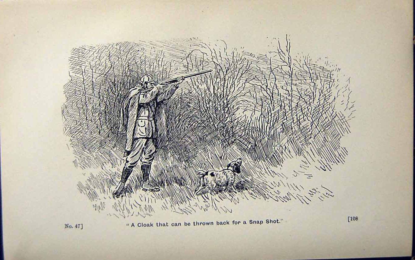 Antique Print *2956 1889 Shooting Sport Useful Cloak Hunting Dog Lancaster