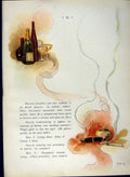 Old Antique Print *2972 1900 Colour Bottles Glasses Cigarettes Pipe Smoke