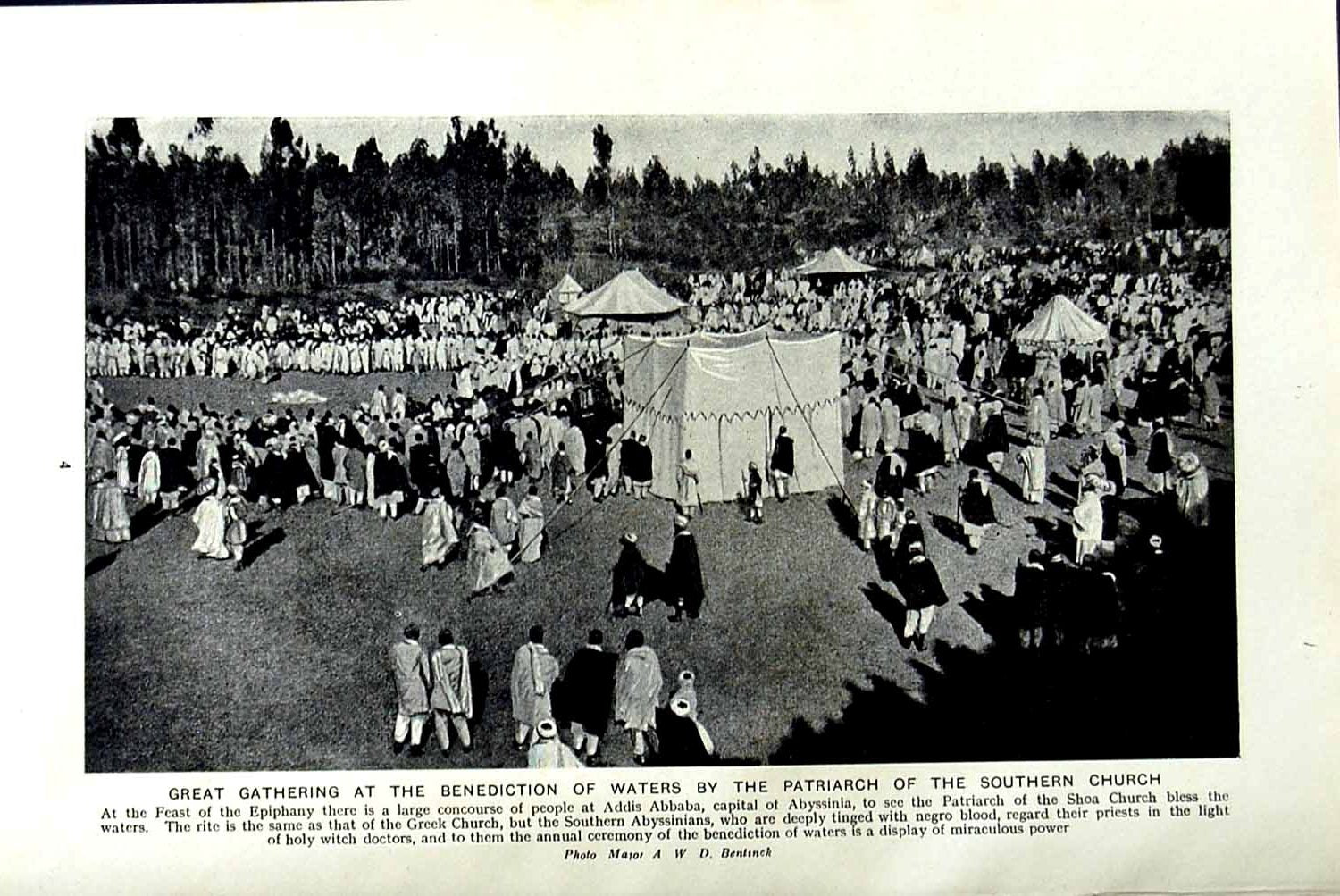 Original Old Vintage Print C1920 Benediction Waters Patriarch Church Abyssinia