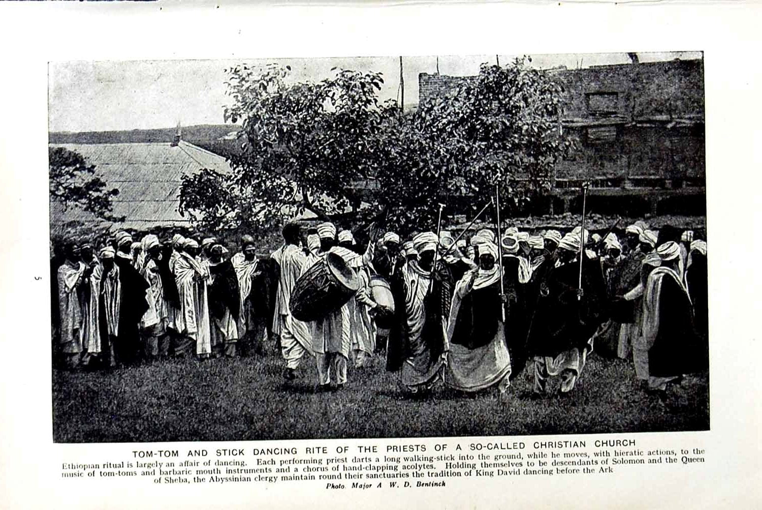 Old Vintage Print C1920 Tom-Tom Stick Dancing Priests Church Lion Killer 20th