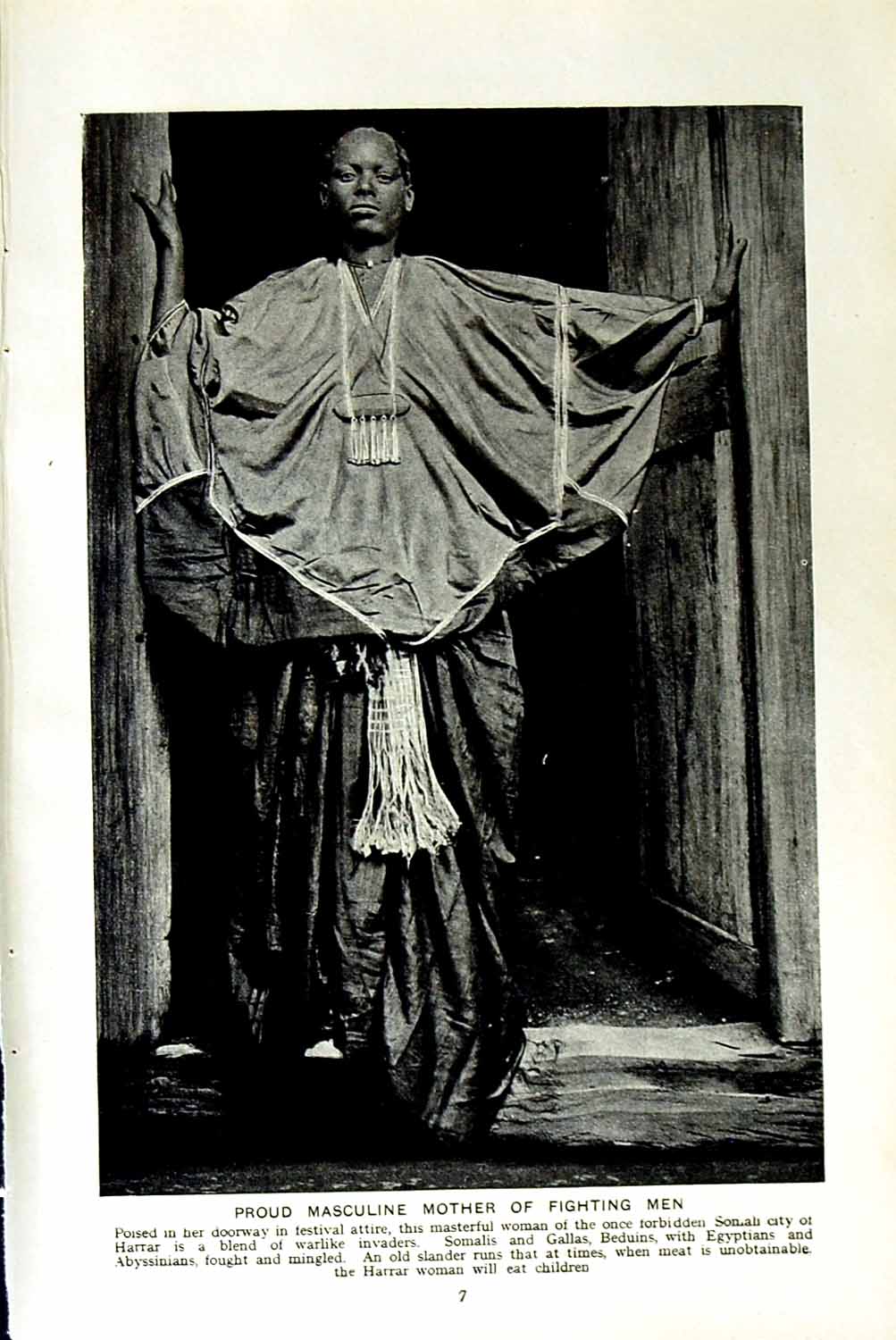 Original Old Vintage Print C1920 Masterful Woman Somah Harrar Rancidity Battle
