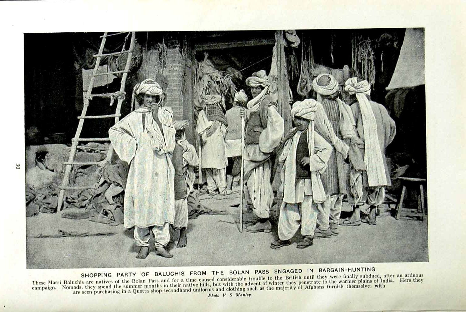 Old Vintage Print C1920 Shopping Party Marri Baluchis Bolan Pass Natives 20th