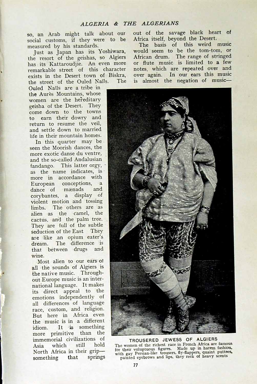 Original Old Vintage Print C1920 Jewess Algiers Algeria Oratory Kasbah Square