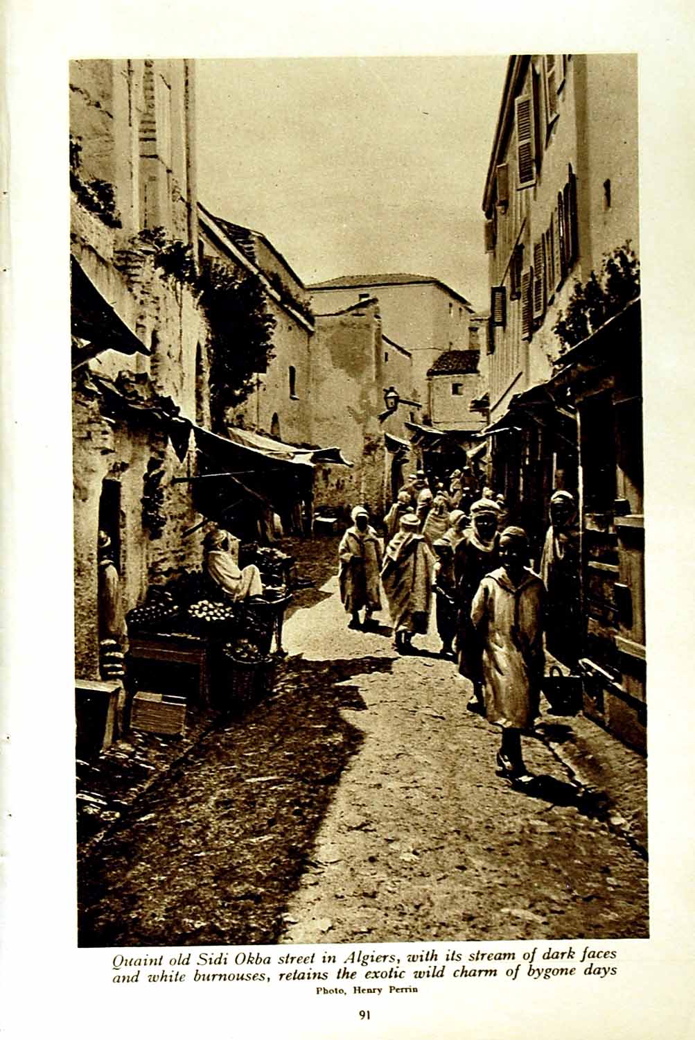 Original Old Vintage Print C1920 Sidi Okba Algiers Natives Fountain Girl Africa
