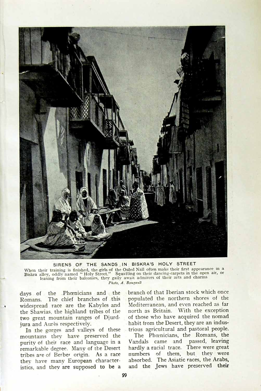 Old Vintage Print C1920 Biskra Holy Street Algeria Women Fashion Negroes 20th