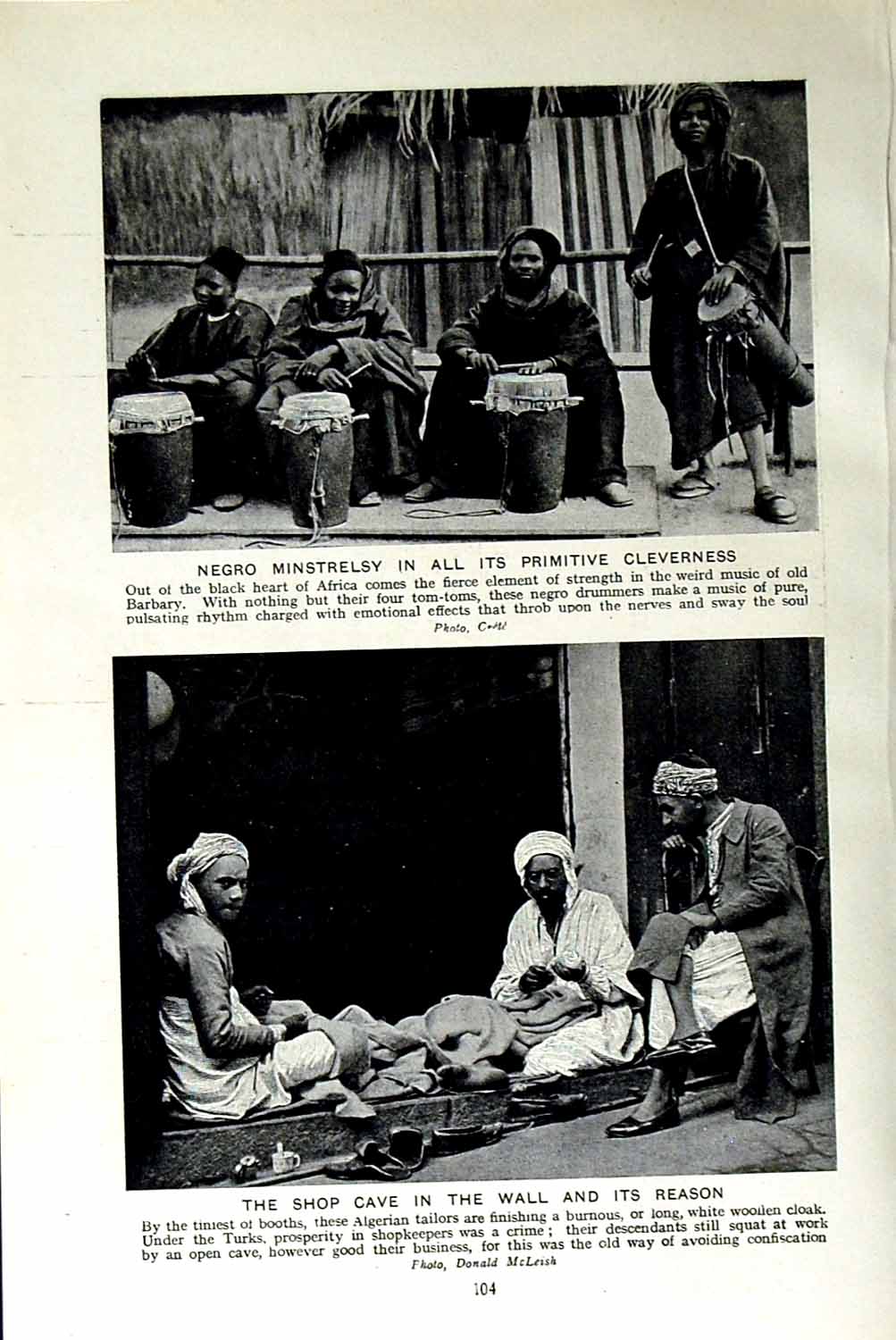 Old Vintage Print C1920 Negro Minstrelsy Africa Shop Cave Algerian Taylor 20th