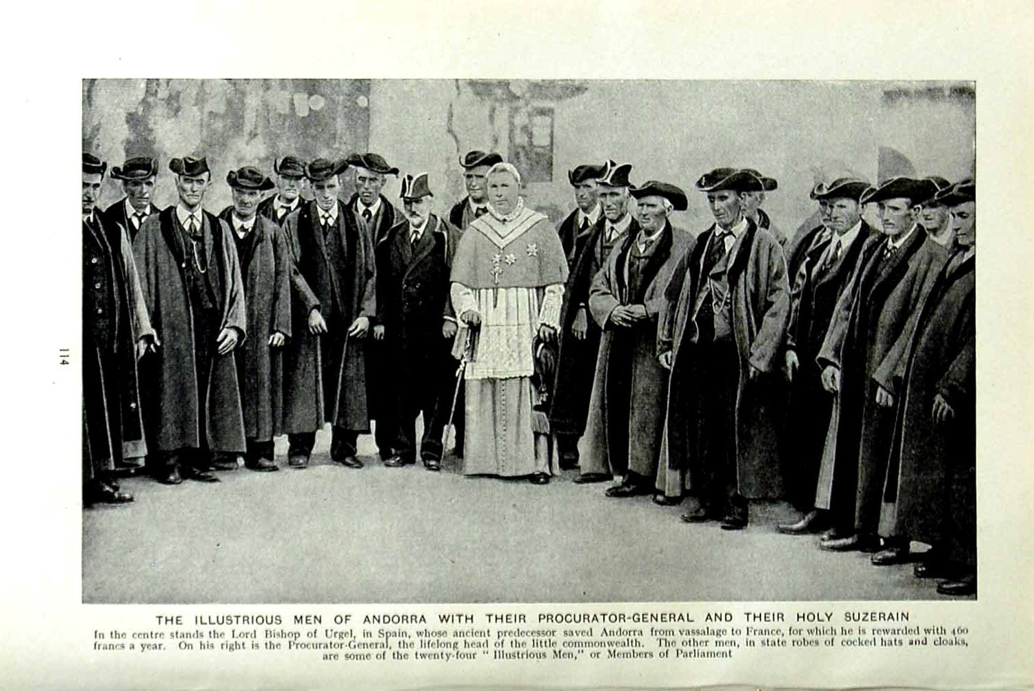 Original Old Vintage Print C1920 Men Andorra Procurator-General Holy Suzerain