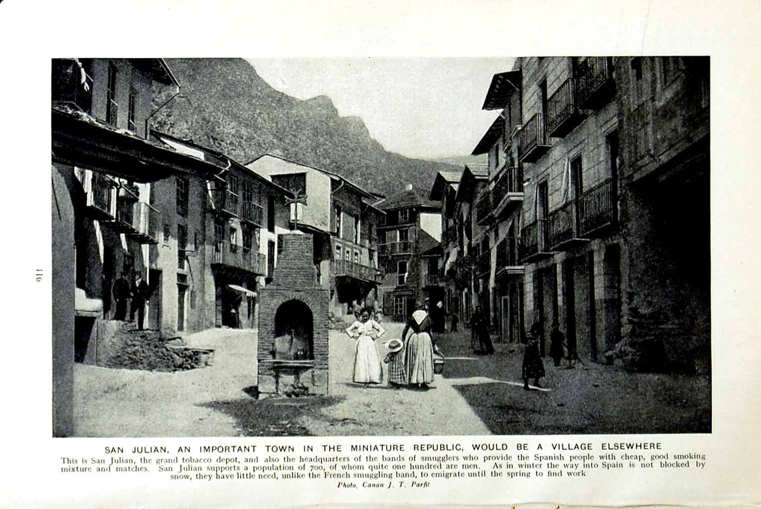 Original Old Vintage Print C1920 San Julian Town Tobacco Andorra People 20th