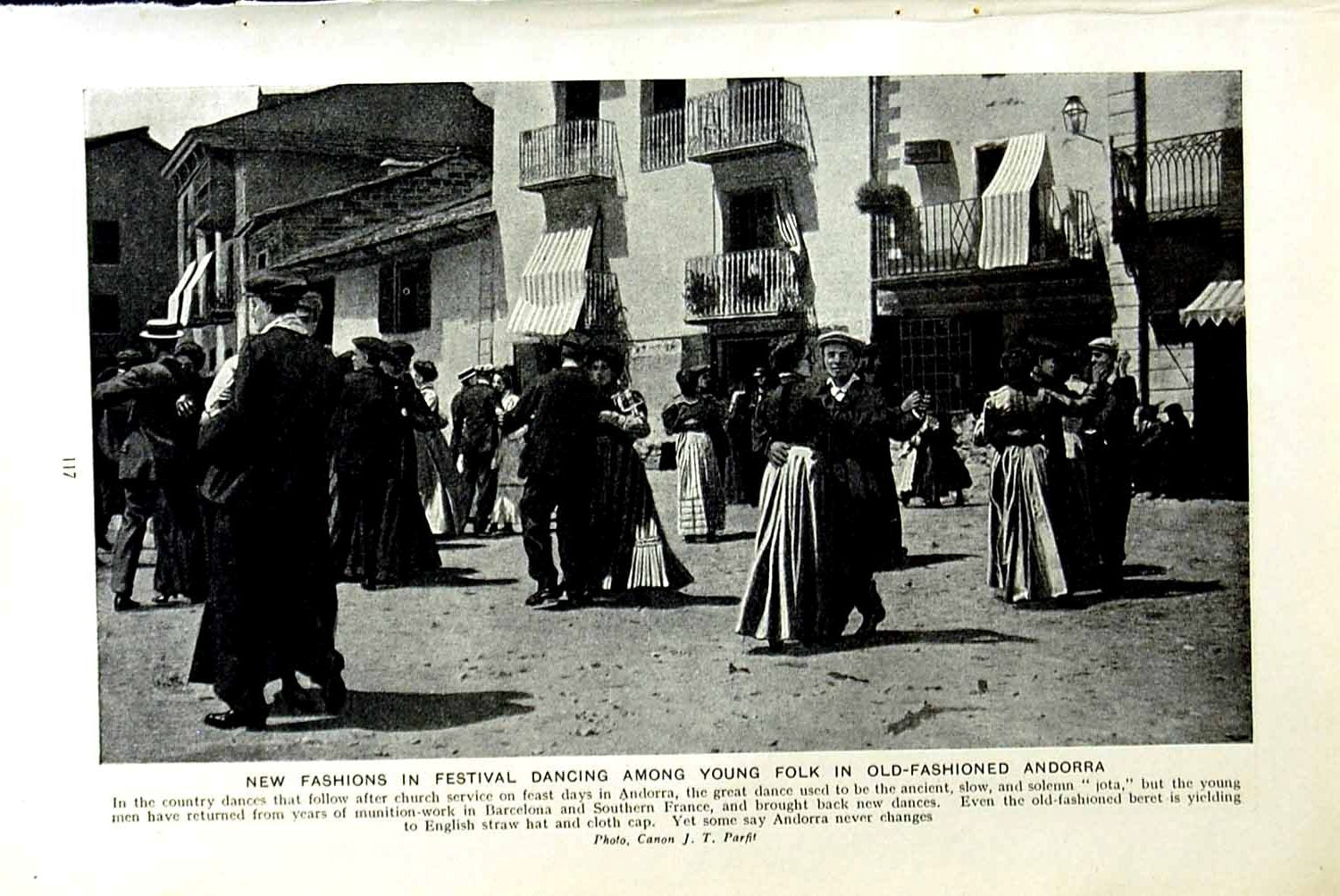 Old Vintage Print C1920 Festival Dancing Andorra Church Smugglers Valley 20th