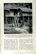 Original Old Vintage Print C1920 Moi Chief House Tigers Annam Malay Cham Woman