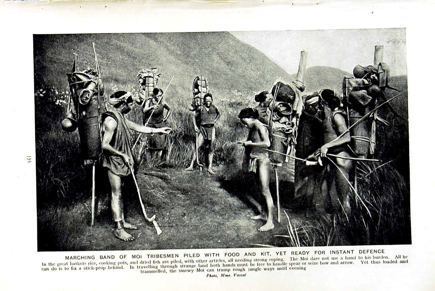 Original Old Vintage Print C1920 Marching Band Moi Tribesman Food Warriors 20th