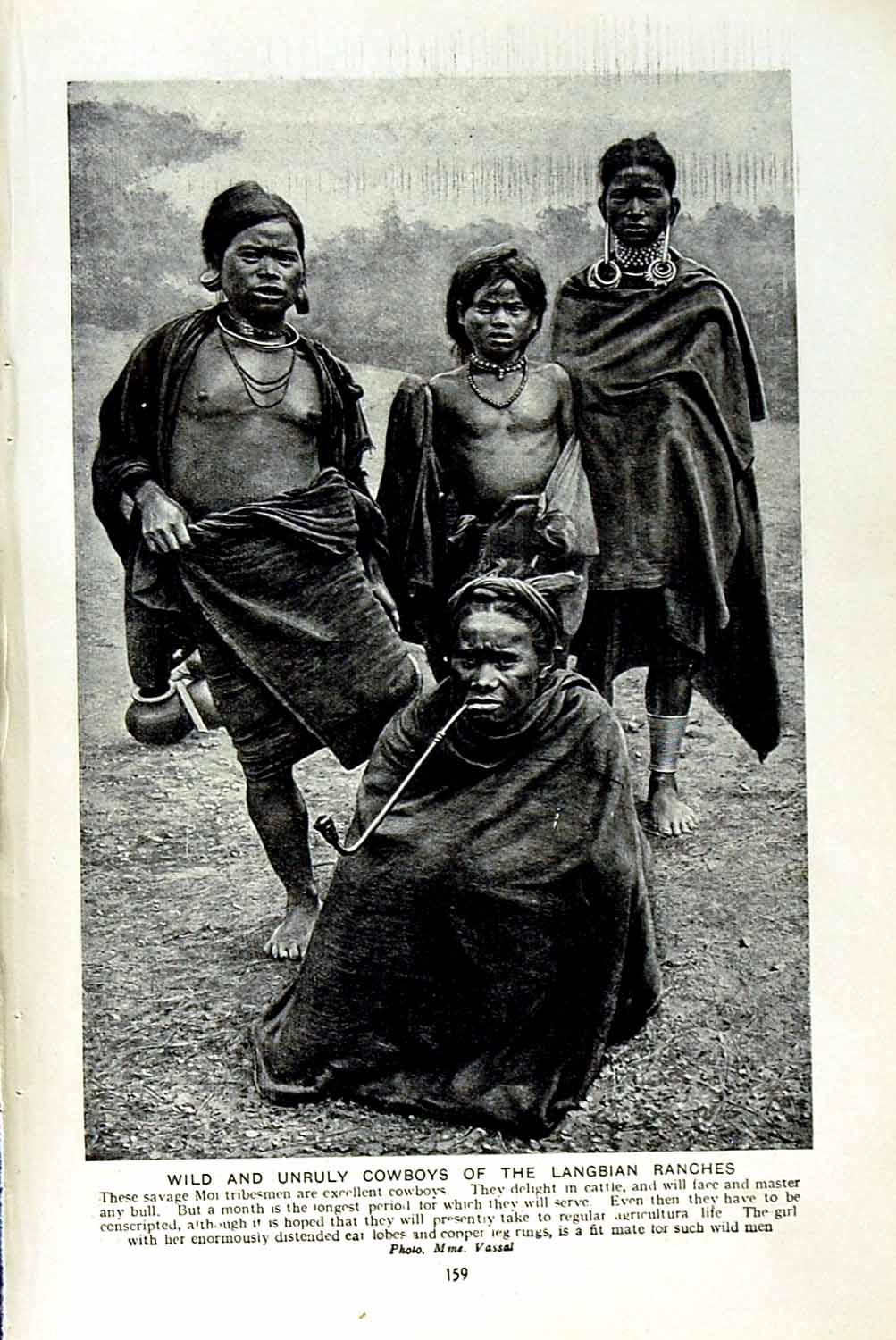 Original Old Vintage Print C1920 Wild Savage Tribesmen Cowboys Langbian Ranches