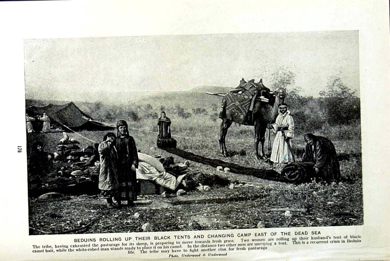 Original Old Vintage Print C1920 Beduins Black Tents Camp Dead Sea Tribe Women
