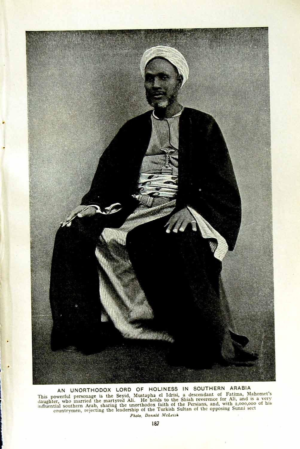 Original Old Vintage Print C1920 Unorthadox Lord Holiness Arabia Seyid Mustapha