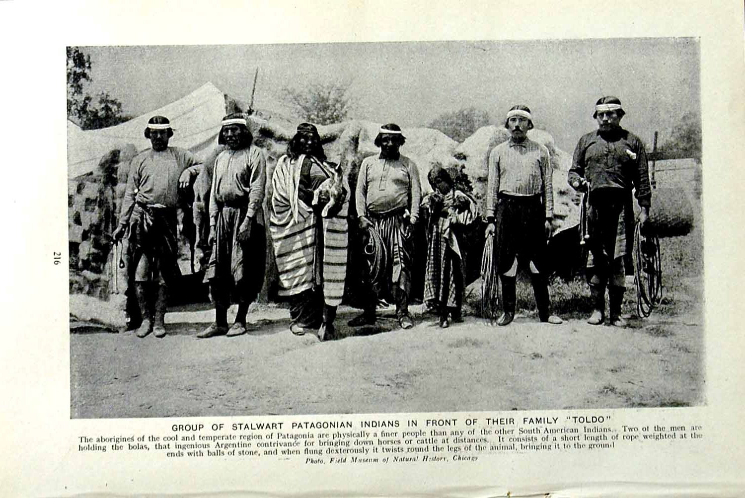 Original Old Vintage Print C1920 Patagonian Indians Familt To Aboriginies 20th