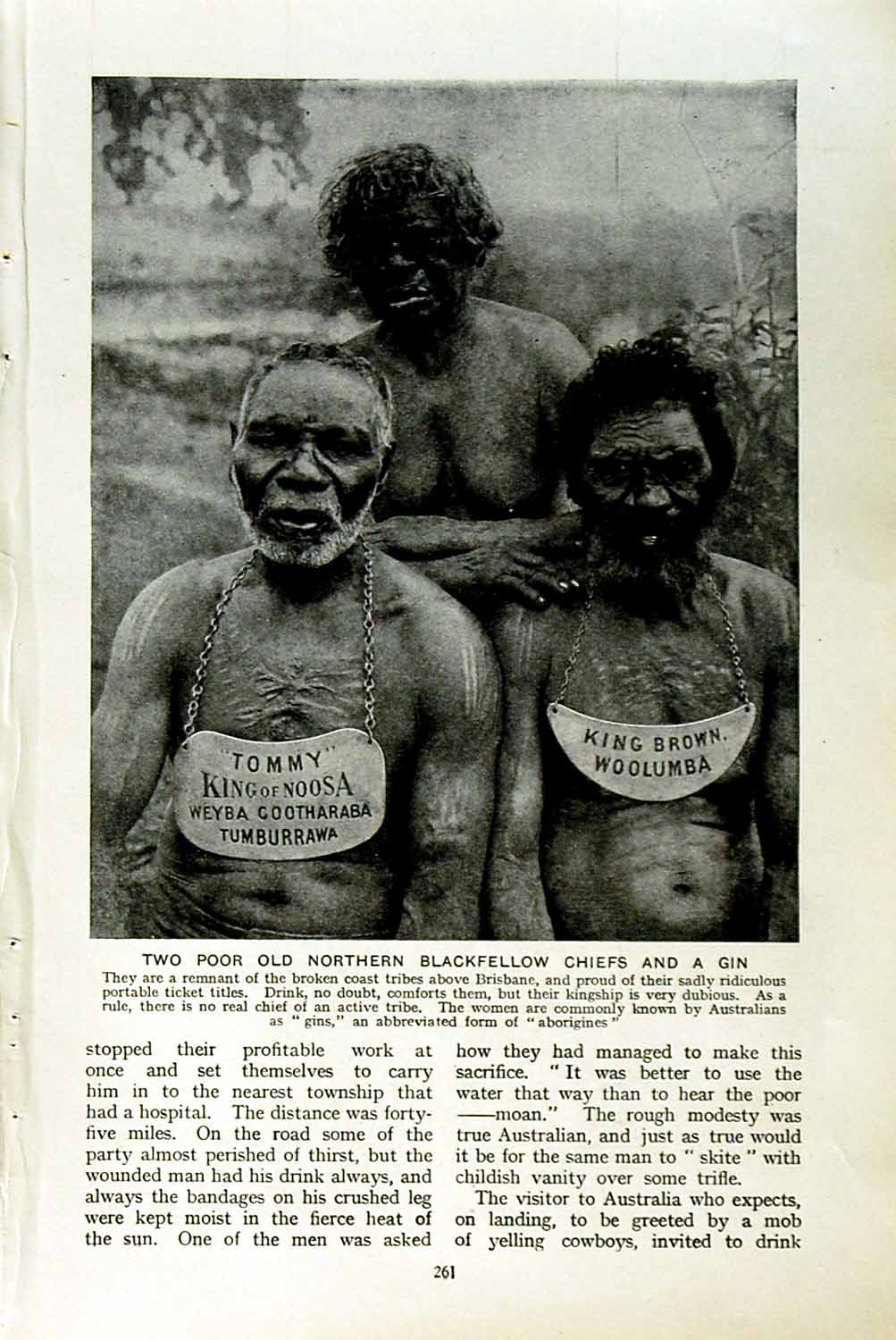 Original Old Vintage Print C1920 Blackfellow Chiefs King Noosa Brown Australia