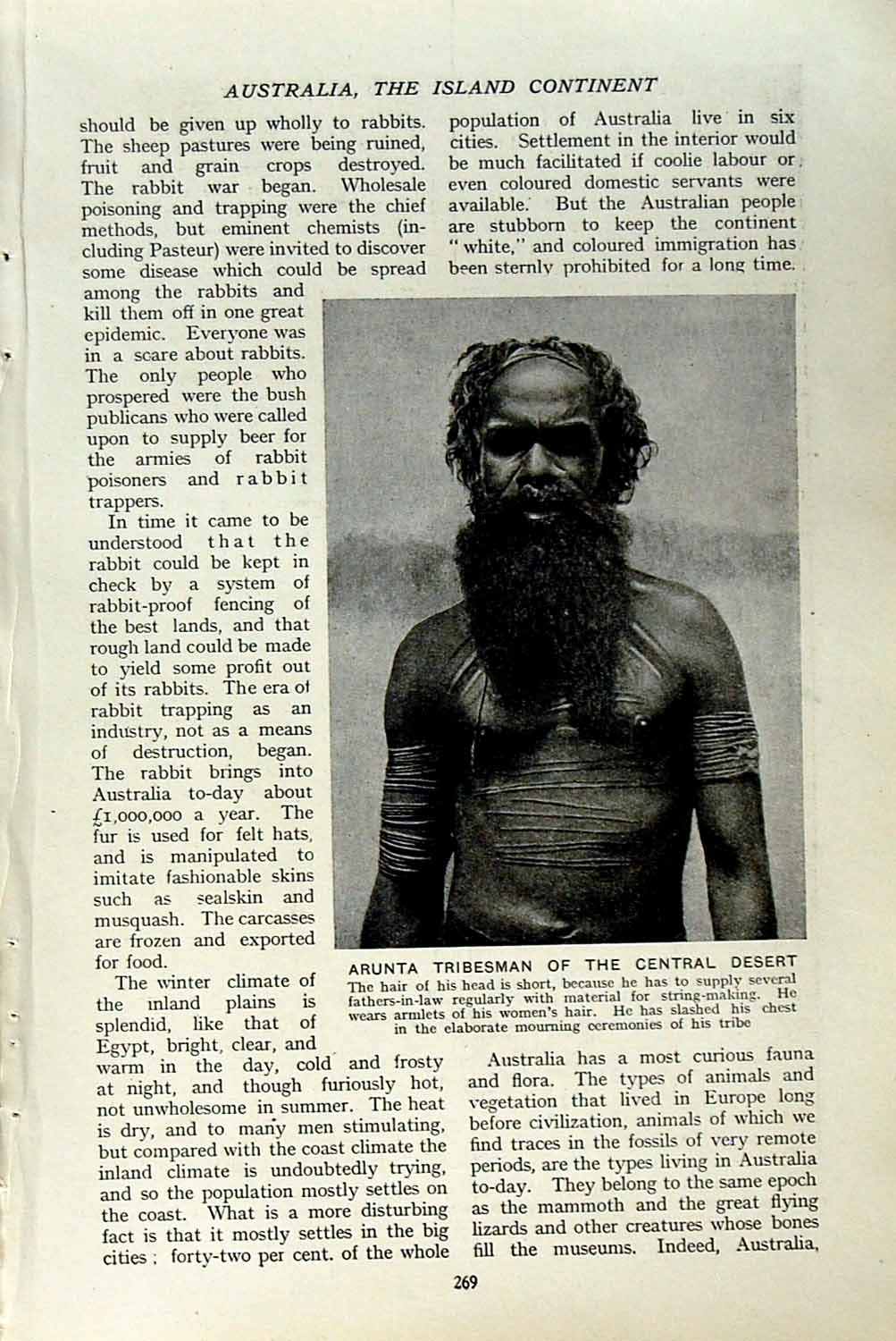 Old Vintage Print C1920 Australia Arunta Tribesman Makka-Tira Fire-Making 20th